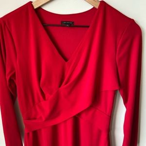 Red Ann Taylor faux wrap dress
